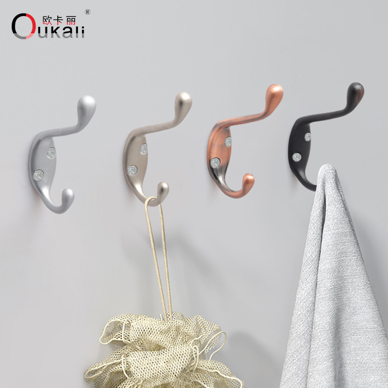 Oukali Factory Direct Modern Zinc Alloy Furniture Hook Coat Wall Hooks For Robe/Towels Bathroom/Kitchen