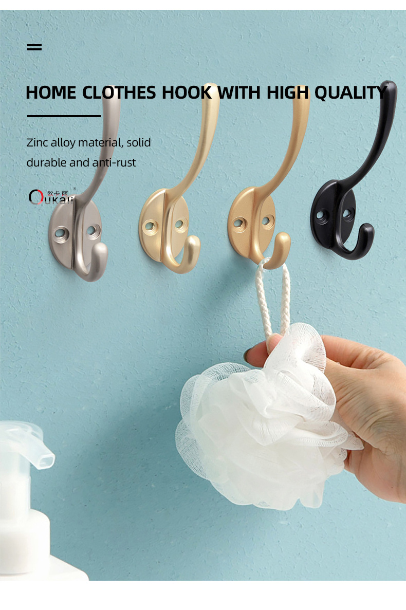 Oukali Zinc Alloy Nordic Single Wall Hooks For Hanging Clothes Metal Clothibf Hanger Bathroom Hook Hardware