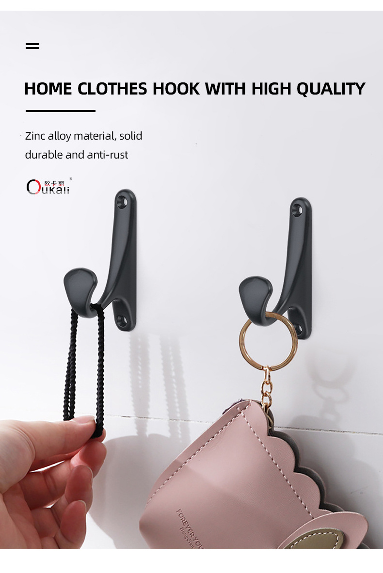 oukali modern style wall mount zinc alloy clothes hanging hook furniture metal clothing hanger hook hardware simple coat hook