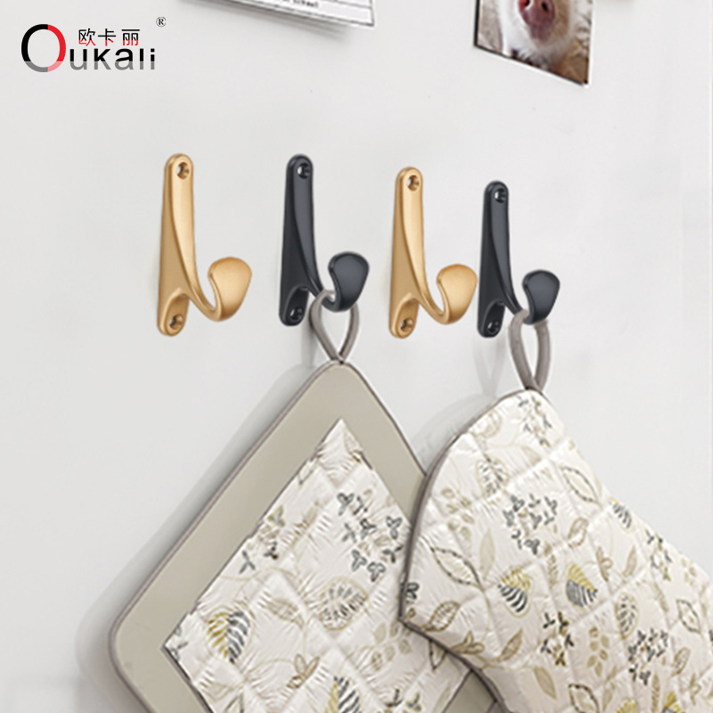 oukali modern style wall mount zinc alloy clothes hanging hook furniture metal clothing hanger hook hardware simple coat hook