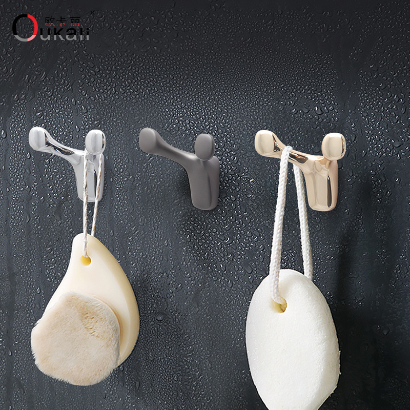 Oukali Horn Hook Clothes Wall Hooks Metal Cute Keys Bag Clothes Hanger Perforated Bathroom Storage Rack