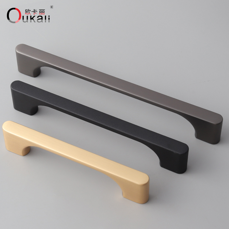 Oukali Modern Kitchen Drawer Accessories Gold Black 96mm 128mm Hardware Brushed Nickel Bedroom Furniture Cabinet Pull Handles