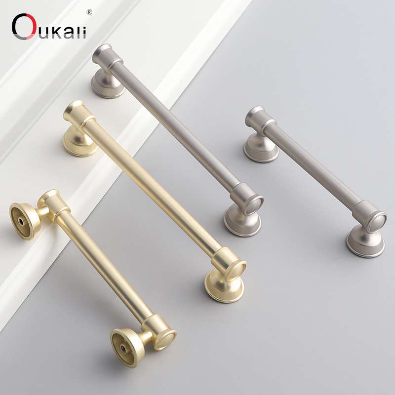 New European Style Luxury Zinc Alloy Brushed Nickel Gold Straight Bar Cabinet Door Hardware Interior Closet Knurled Handle