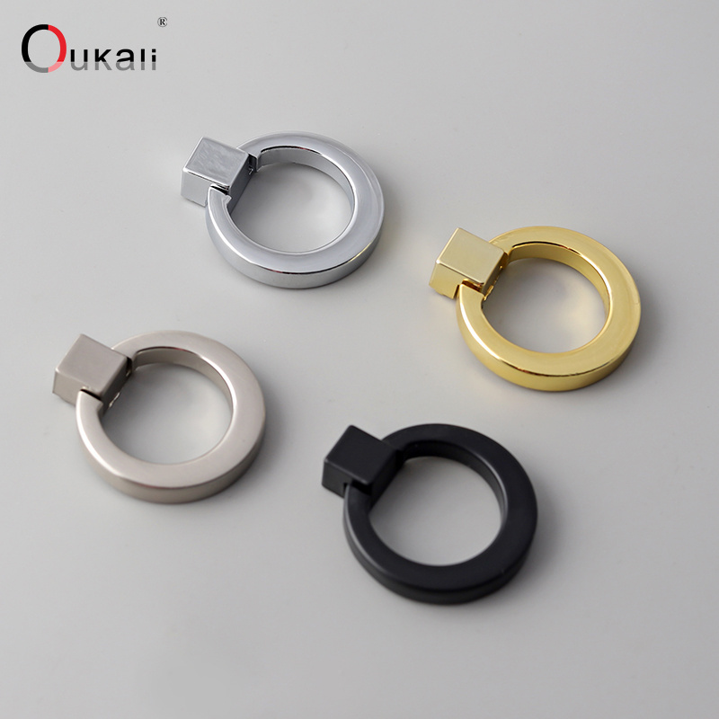 Oukali High Quality Matt Black Zinc Modern Furniture Draw Pulls Knob Closet Door Handle Cabinet Dresser Drawer Knobs Finger Pull