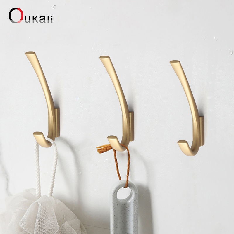 Oukali Wholesale Single Gold Black Coat Wall Hooks Towel Kitchen Hook Zinc Alloy Hooks