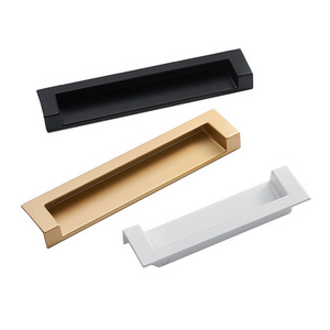 Oukali Wholesale Zinc Alloy Modern Luxury Kitchen Cabinet Handles Matt Gold Black  Wardrobe Door Drawer Furniture Pull Handle