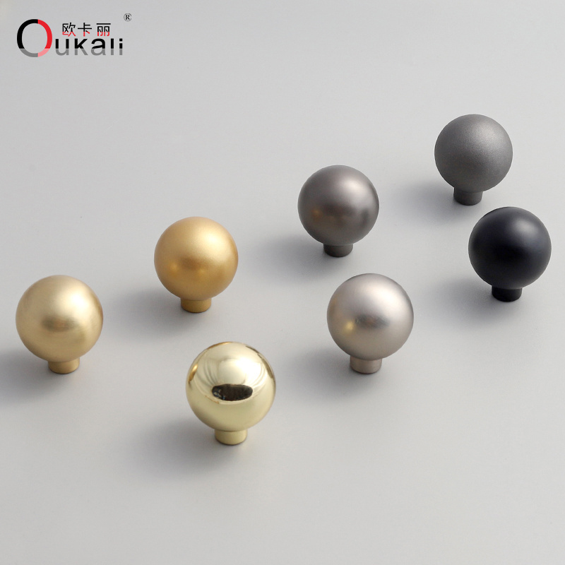 rounded shape gold Silver zinc Kitchen Cabinet Handles matt black single hole furniture drawer dresser knobs &handles