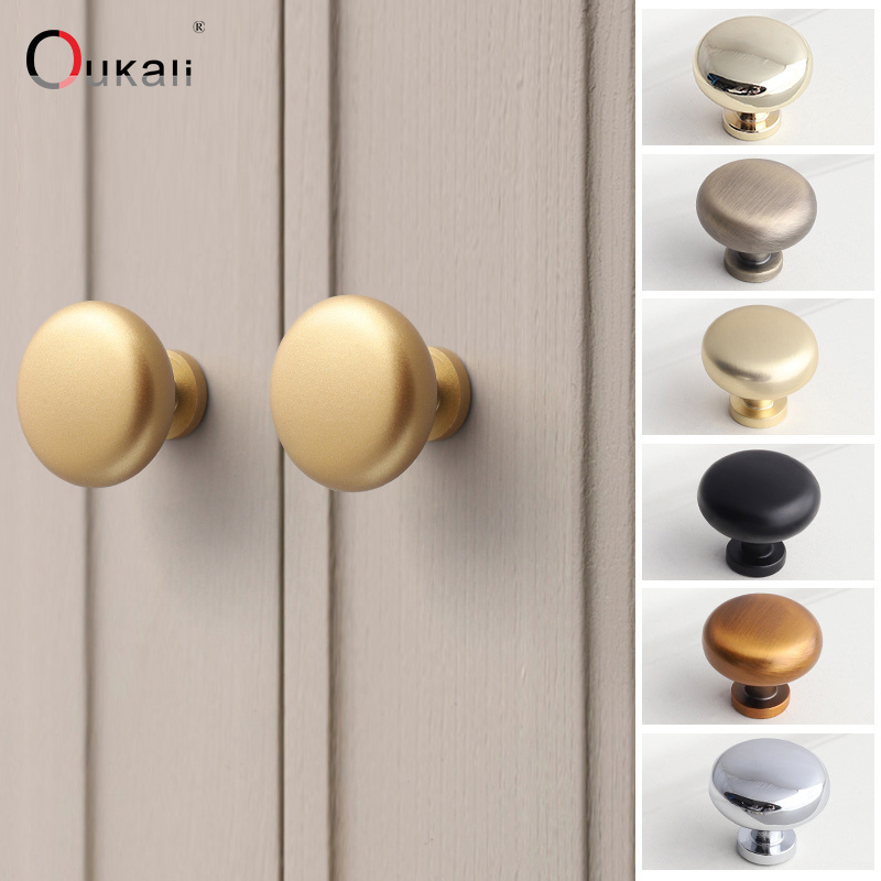 Oukali Brushed Nickel Single Hole Mushroom Shape Drawer Knob Modern Cabinet Wardrobe Zinc Alloy Handle Knob