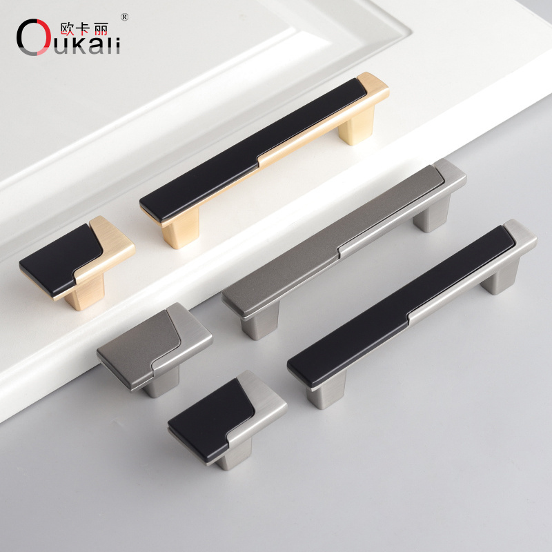 Oukali Customized 96mm 128mm Modern Zinc Alloy Drawer Door Cabinet Hardware Vintage Bedroom Handles Furniture Knobs