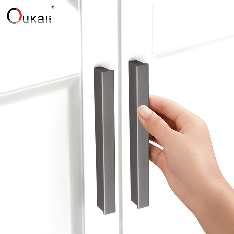 Oukali customized Aluminum Modern T Shaped Elegant  Wardrobe Furniture Cabinet Handle Bedroom Handles