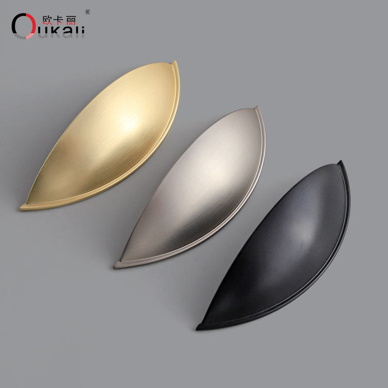 Oukali Zinc Alloy C.C96mm Bin Cup Drawer Handle Brushed Brass MSN Black Cup Pull Handles Bow Handle