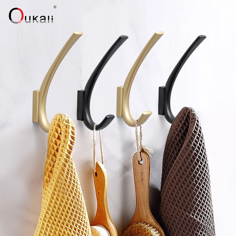 Oukali Wholesale Single Gold Black Coat Wall Hooks Towel Kitchen Hook Zinc Alloy Hooks