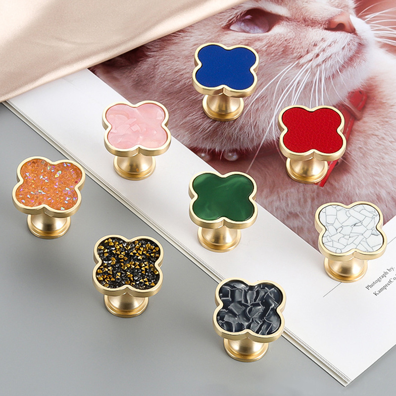 Oukali New Arrival Colorful Kitchen Wardrobe Drawer Cabinet Handles Zinc Alloy Acrylic Knob Furniture Handles