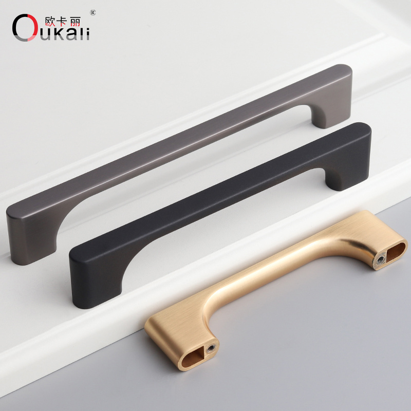 Oukali Modern Kitchen Drawer Accessories Gold Black 96mm 128mm Hardware Brushed Nickel Bedroom Furniture Cabinet Pull Handles