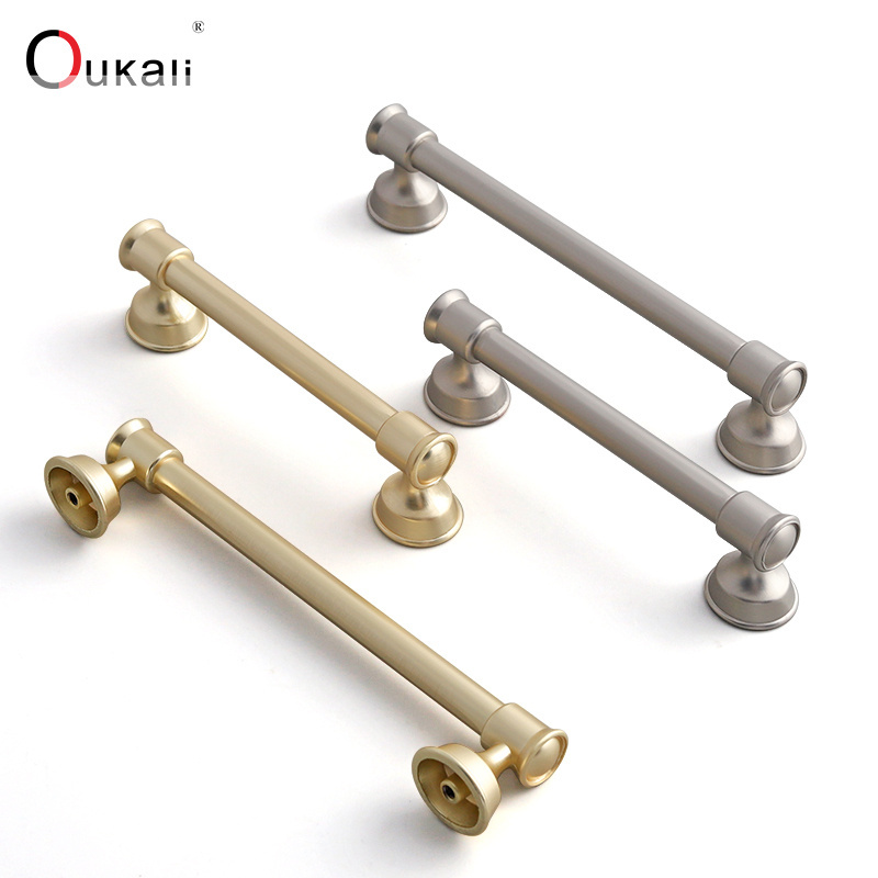 New European Style Luxury Zinc Alloy Brushed Nickel Gold Straight Bar Cabinet Door Hardware Interior Closet Knurled Handle