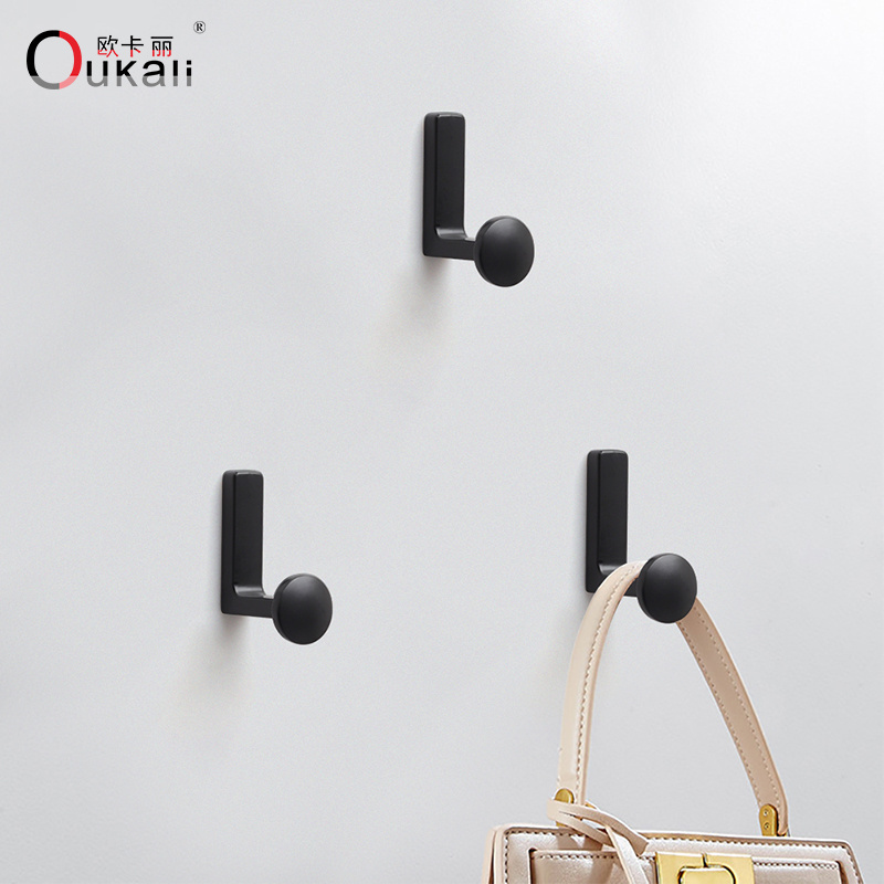 Oukali Modern L Shape Zinc alloy Brushed Brass Black Silver Furniture Hooks Nordic Kitchen coat hooks  bathroom towel hooks