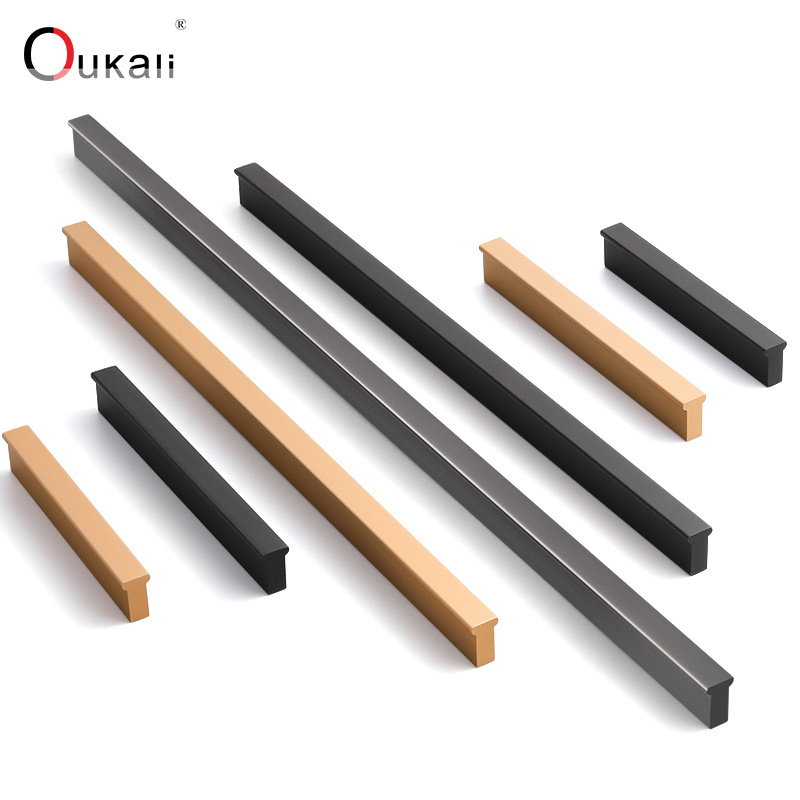 500MM Aluminium profile Pulls Furniture Hardware Kitchen Cabinet Cupboard Dresser Wardrobe Drawer Door Black Modern Long Handles