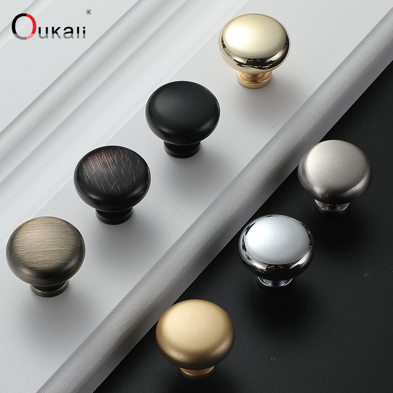 Oukali Brushed Nickel Single Hole Mushroom Shape Drawer Knob Modern Cabinet Wardrobe Zinc Alloy Handle Knob