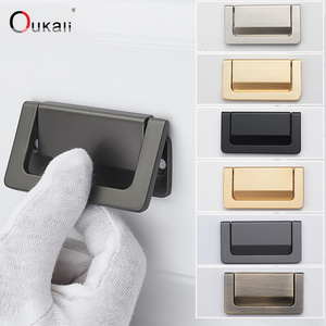 Oukali Beautiful Modern Luxury Furniture Kitchen Cupboard Drawer Invisible Concealed Closet Cabinet Handle 64mm Hidden pulls