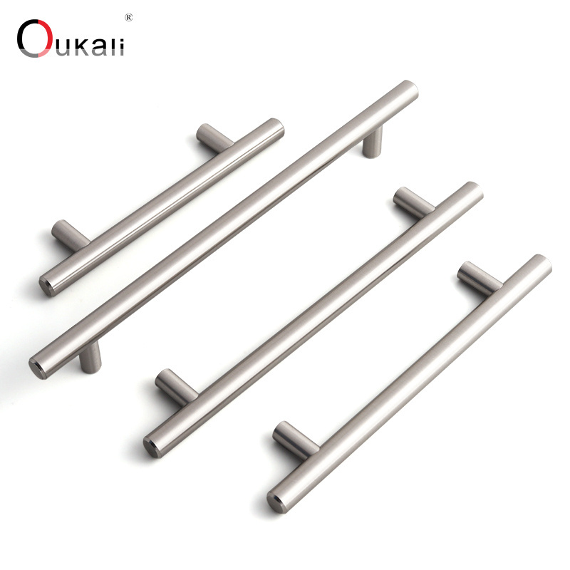 Oukali 96-156mm T bar handle  Iron assembly Bedroom Furniture Hardware Kitchen Drawer Large Modern Pull Cabinet Wardrobe Handles