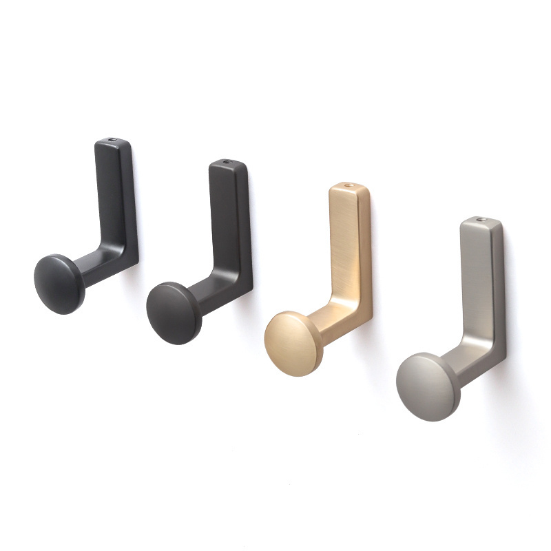 Oukali Modern L Shape Zinc alloy Brushed Brass Black Silver Furniture Hooks Nordic Kitchen coat hooks  bathroom towel hooks