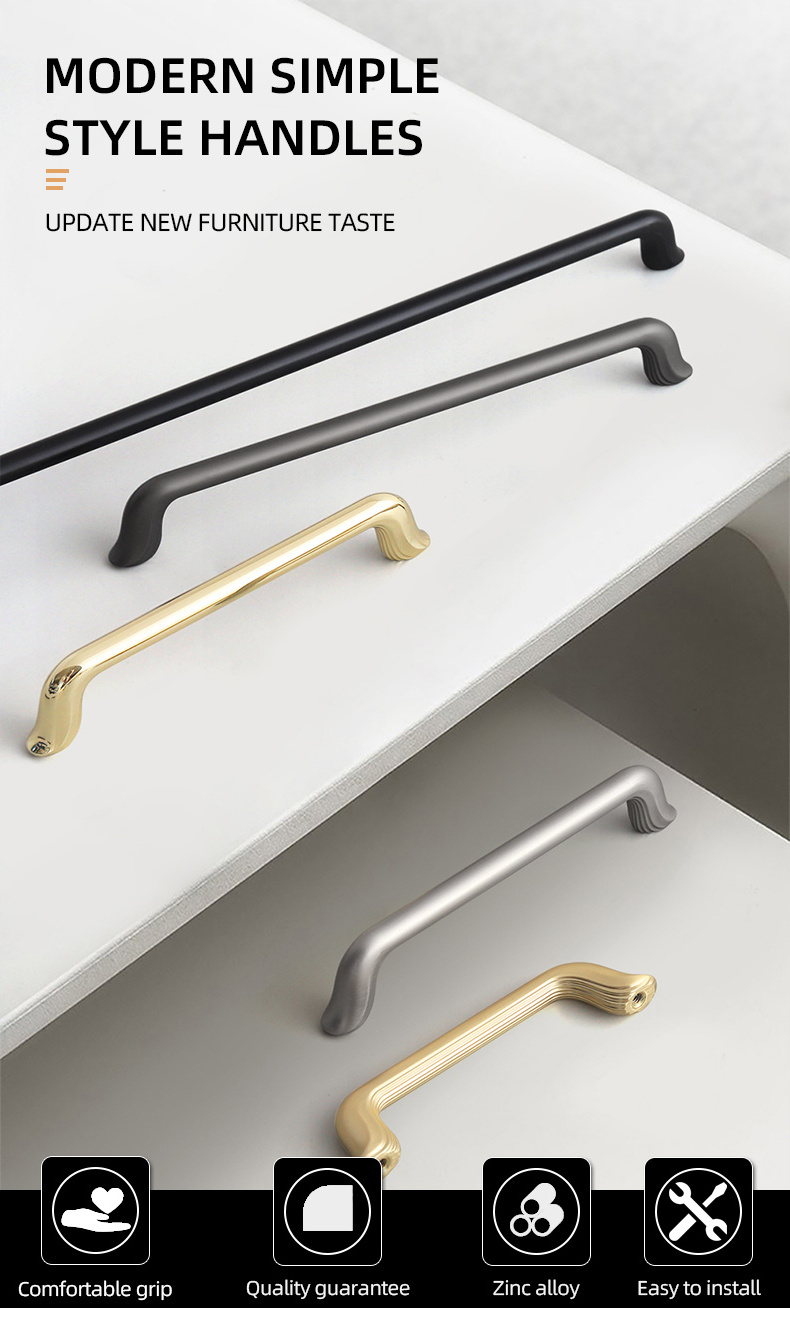 Oukali 2023 New Modern Zinc Bedroom Cabinet Furniture Hardware Handles Decorative Commercial Drawer Pull Cupboard Door Pulls