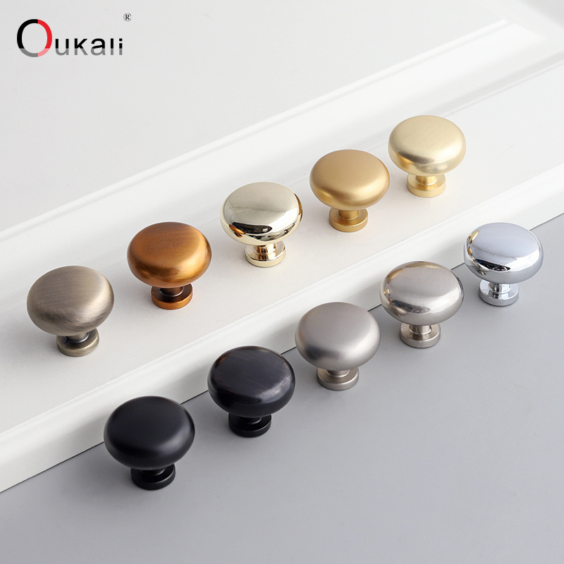 Oukali Hot Selling Modern Popular Zinc Alloy cupboard Handles Furniture Drawer Knob Cabinet Dresser Door Wardrobe Knobs