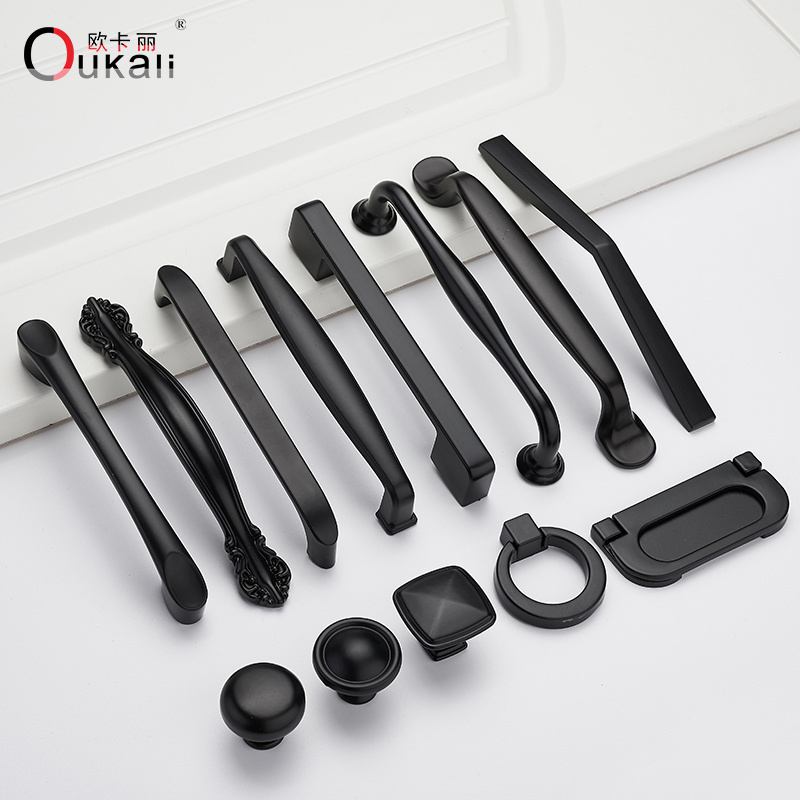 128mm Home Hotel Italian aluminium alloy Black Color Furniture Handles Drawer kitchen Cabinet Bookcase Hardware Cabinet pulls