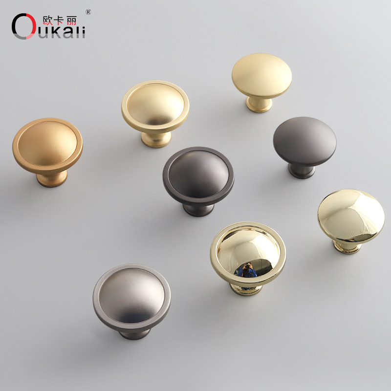 Oukali High Quality Modern Zinc Hardware Cabinet Furniture Drawer Knob Kitchen Handle Knobs