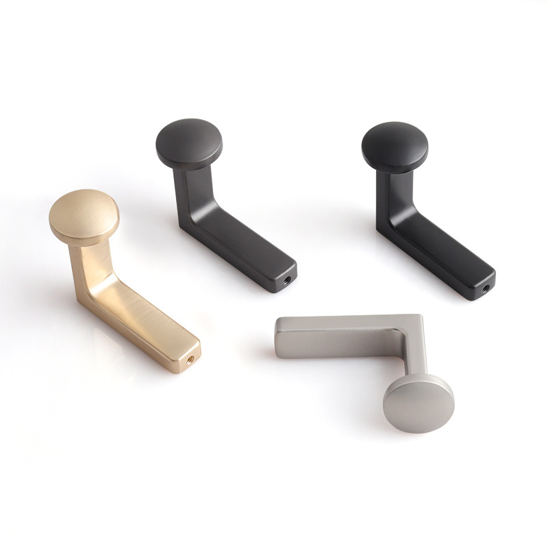 Oukali Modern L Shape Zinc alloy Brushed Brass Black Silver Furniture Hooks Nordic Kitchen coat hooks  bathroom towel hooks