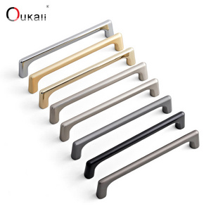 Oukali Customized Zinc Alloy Modern Matt Gold Black Furniture Cabinet Kitchen Handles China Drawer Wardrobe Dresser Handle