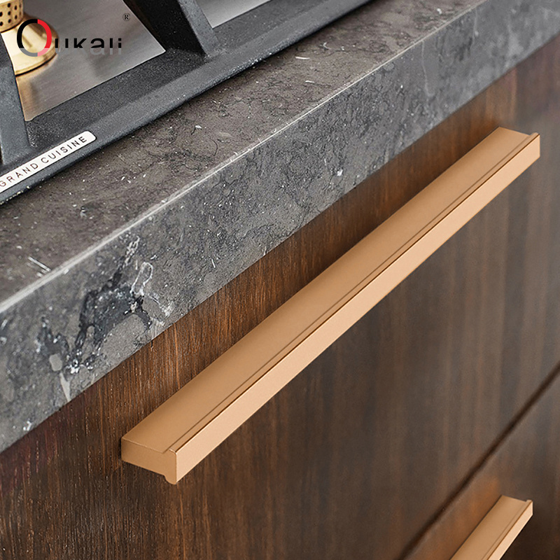 Oukali customized Aluminum Modern T Shaped Elegant  Wardrobe Furniture Cabinet Handle Bedroom Handles