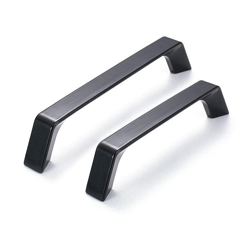 Oukali Modern American Style Simple Matte Black 128mm 192mm Bow Cabinet Pulls Zinc Furniture Handles