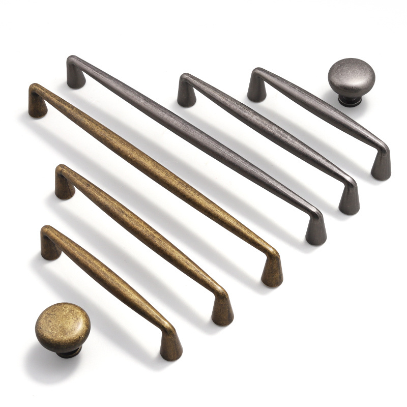 Oukali American Style Vintage Bronze Drawer Pull Zinc Alloy  96mm 128mm Handles Wardrobe Cabinet Handle Knobs