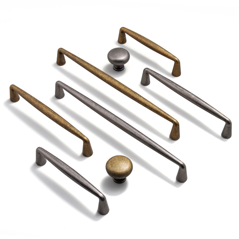 Oukali American Style Vintage Bronze Drawer Pull Zinc Alloy  96mm 128mm Handles Wardrobe Cabinet Handle Knobs