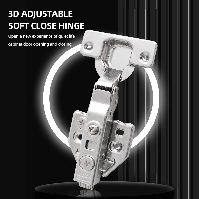 Furniture Hardware Stainless Steel 201  3D Hydraulic Hinges Clip On Soft Closing Adjustable Hinge Supplier