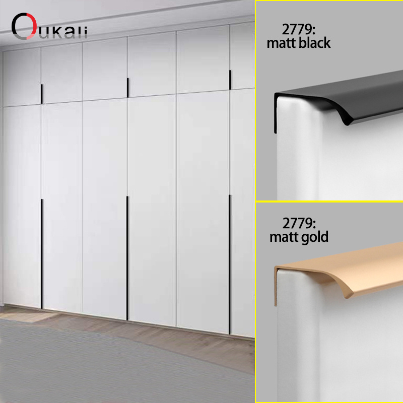 1000mm Modern Gold Black Color Kitchen Hidden Handle Aluminum Profile Wardrobe Door Cabinet Edge Seal Closet Long Pull Handles