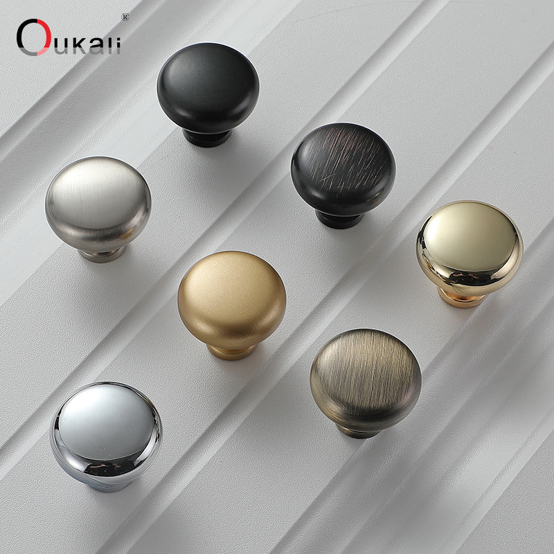 Oukali Brushed Nickel Single Hole Mushroom Shape Drawer Knob Modern Cabinet Wardrobe Zinc Alloy Handle Knob