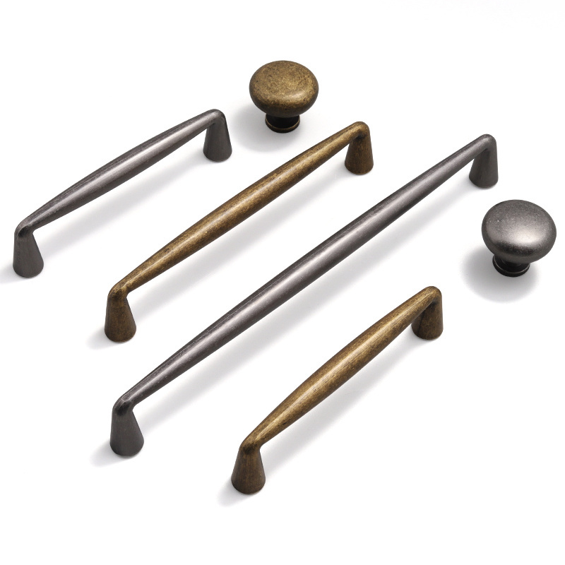 Oukali American Style Vintage Bronze Drawer Pull Zinc Alloy  96mm 128mm Handles Wardrobe Cabinet Handle Knobs