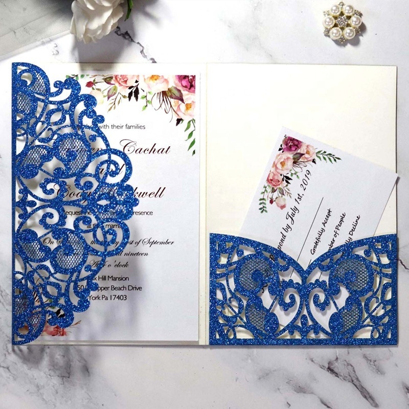 Marriage Invitation Card Luxury Wedding Invitation Card  with Gitter Powder