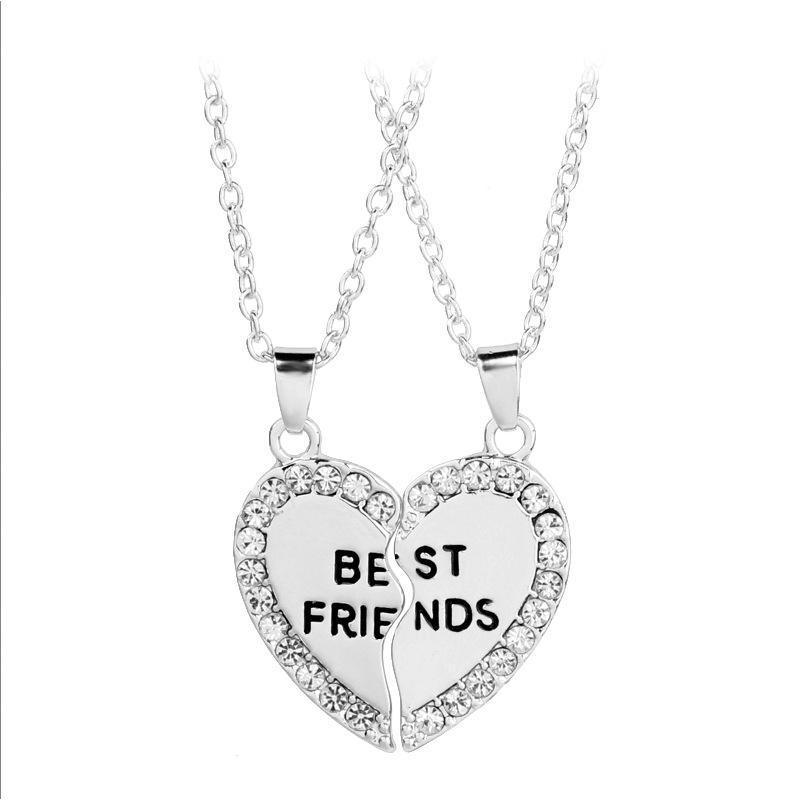 New 2pcs/Set Best Buds Lighter And Cigarettes Broken Heart Shape Pendant Necklace Splice Best Friends Forever Couple Necklace