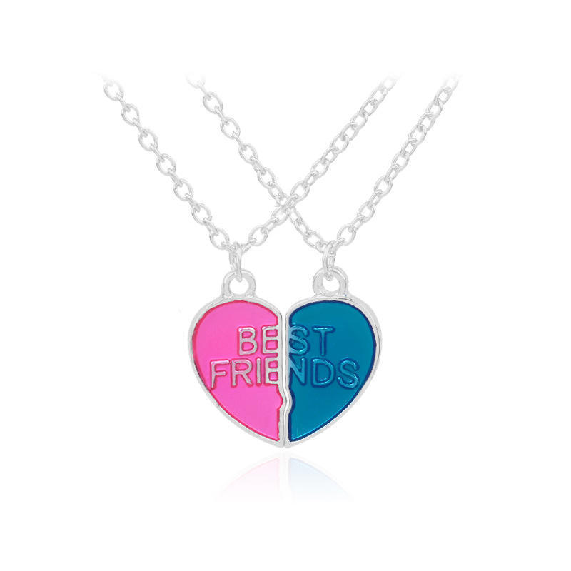 New 2pcs/Set Best Buds Lighter And Cigarettes Broken Heart Shape Pendant Necklace Splice Best Friends Forever Couple Necklace