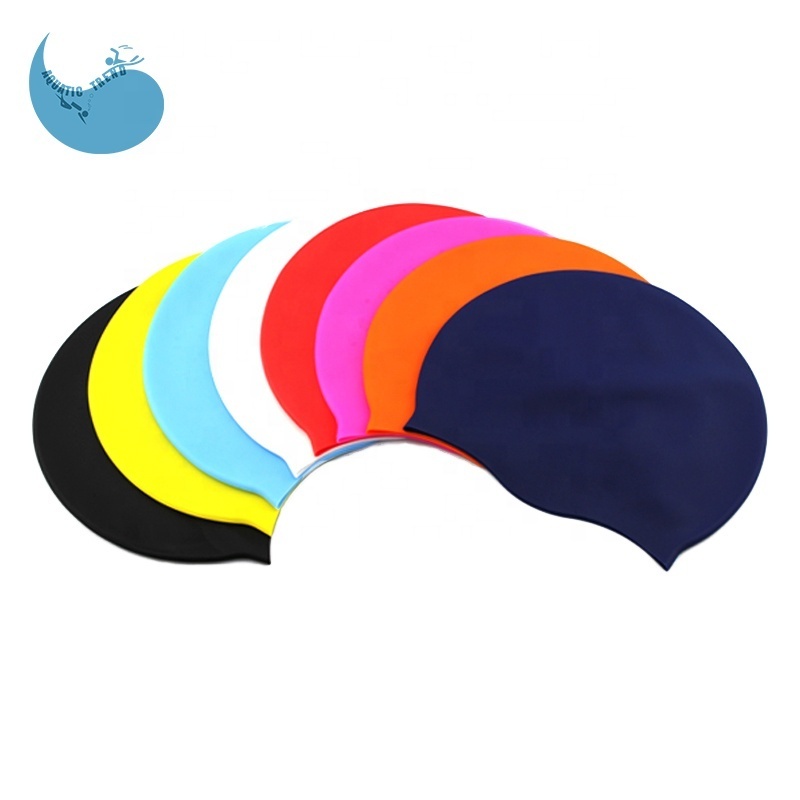 OEM custom logo printed suitable seamless hat silicone swim caps lycra