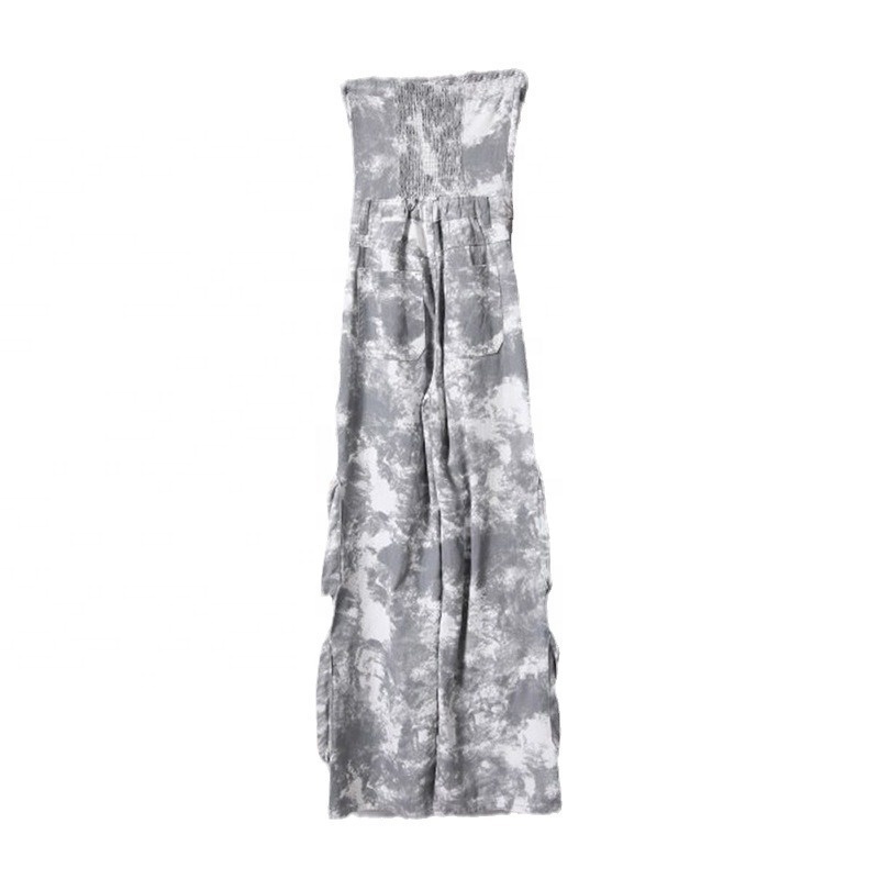 OULAIYADI Street Fashion Camouflage Tube Top Jumpsuit New Multi-pocket Print Slim Cargo Women Jumpsuit 2024