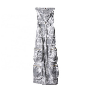 OULAIYADI Street Fashion Camouflage Tube Top Jumpsuit New Multi-pocket Print Slim Cargo Women Jumpsuit 2024