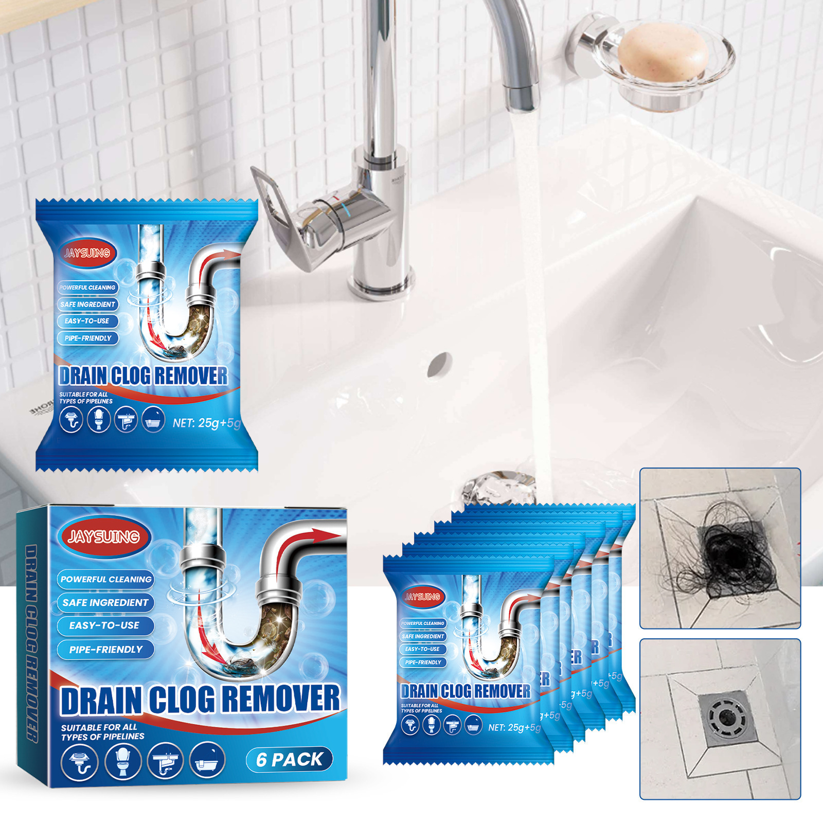 Drain blockage Remove powder Toilet kitchen drain blockage dredging clean deodorant powder