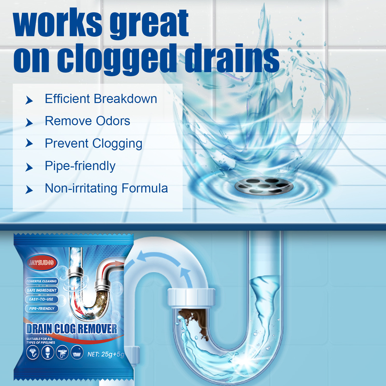 Bathroom Kitchen Toilet Dredge Agent Clean Descaling Remove Odor Stain Toilet Deodorizer Sewer Dredge Toilet Powder