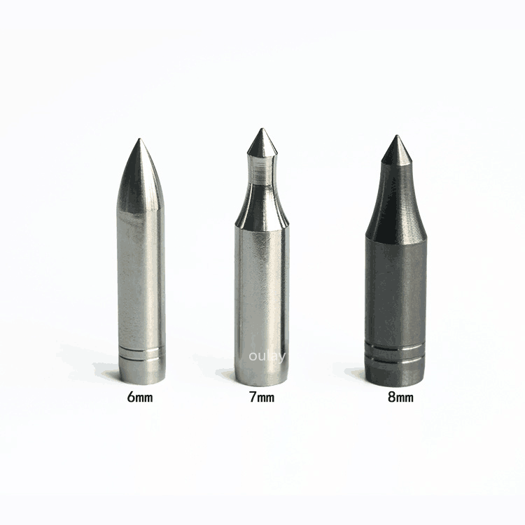 Archery Target Broadhead Arrow Tips Practice Point Glue on Wooden/Bamboo Shafts With Silver  Light arrow Tips for OD 9mm