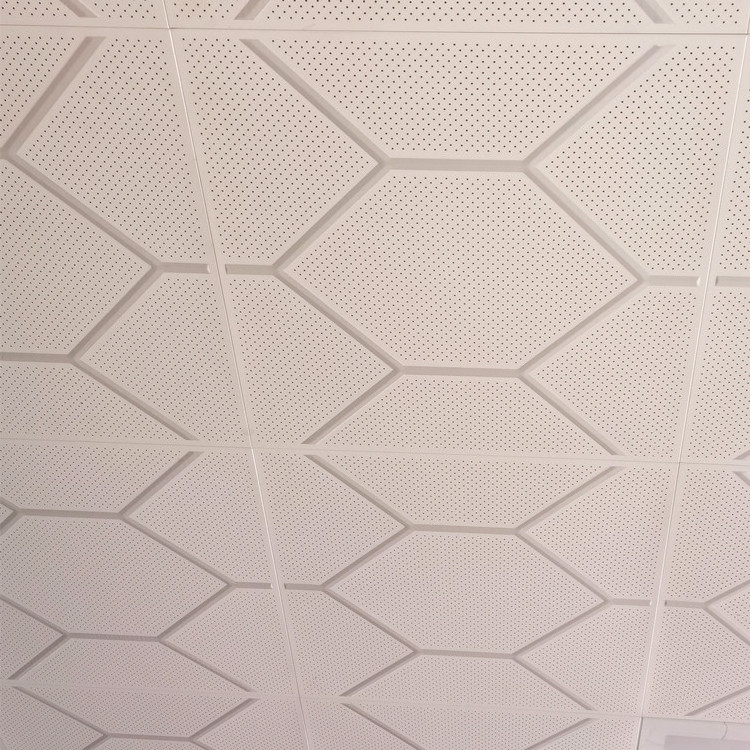 Fashion ceiling design for commercial building perforated metal tile ceiling aluminum suspended hexagonal panel with price