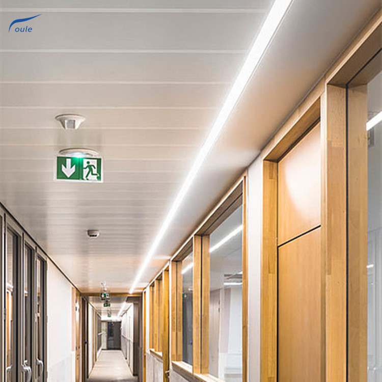 Windproof hook up aluminum ceiling wooden grain metal linear stretch panels Metal Suspended false ceiling tiles for subway